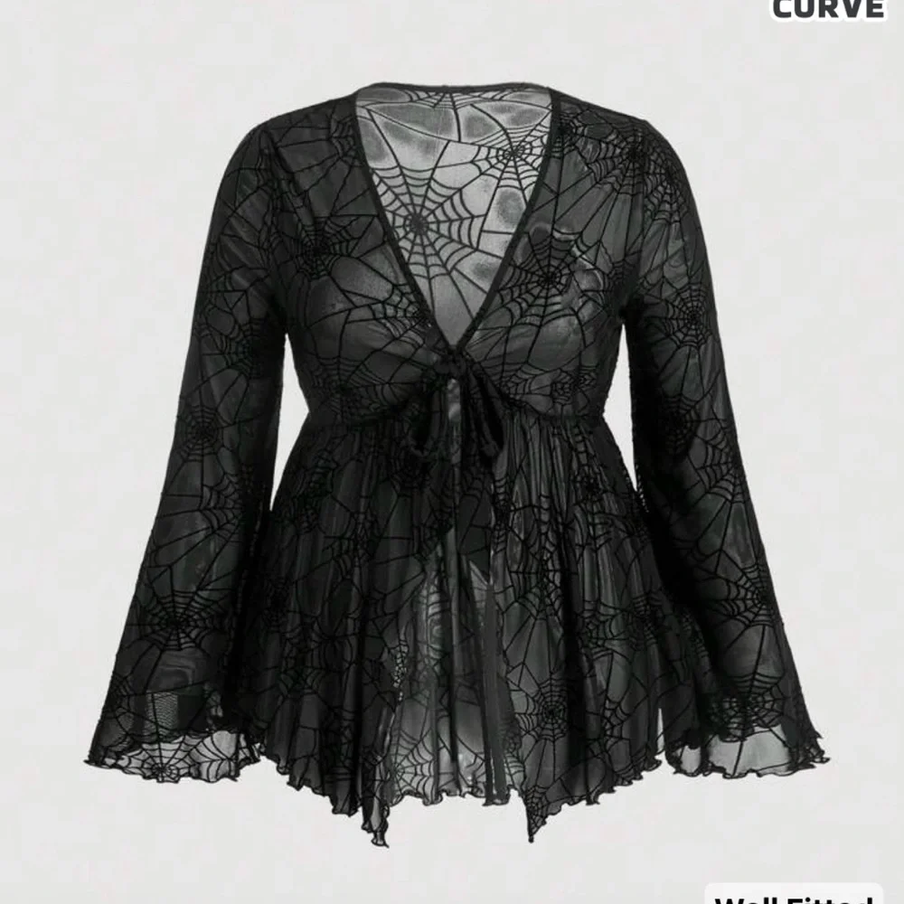 SHEIN Black Spider Web Blouse - Picture 3 of 3